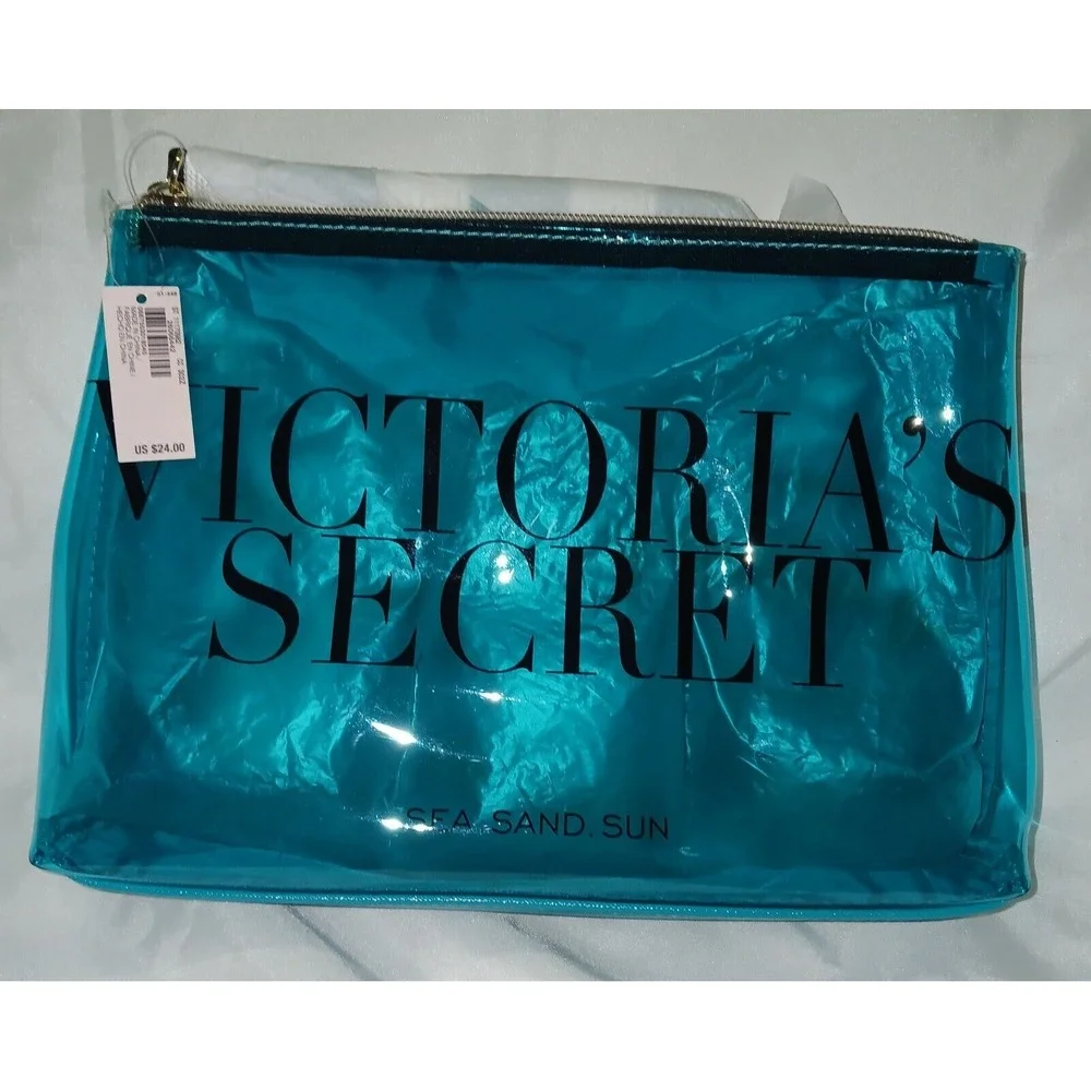 Victoria's Secret Make Up Bag, Teal, Zip Closure, size 10 x 7 x 3.5‎